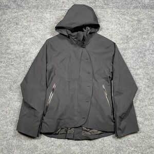 Nau Womens Black Asymmetrical Hooded Trench Jacket Shell Size S Small Eco Circle